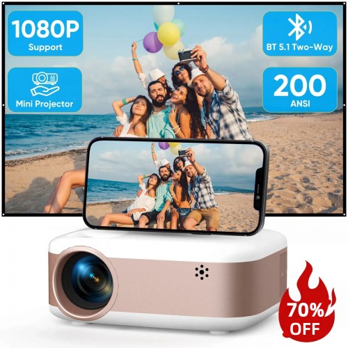 Smart Projector with Bluetooth and WiFi ,1080P HD Video Projector